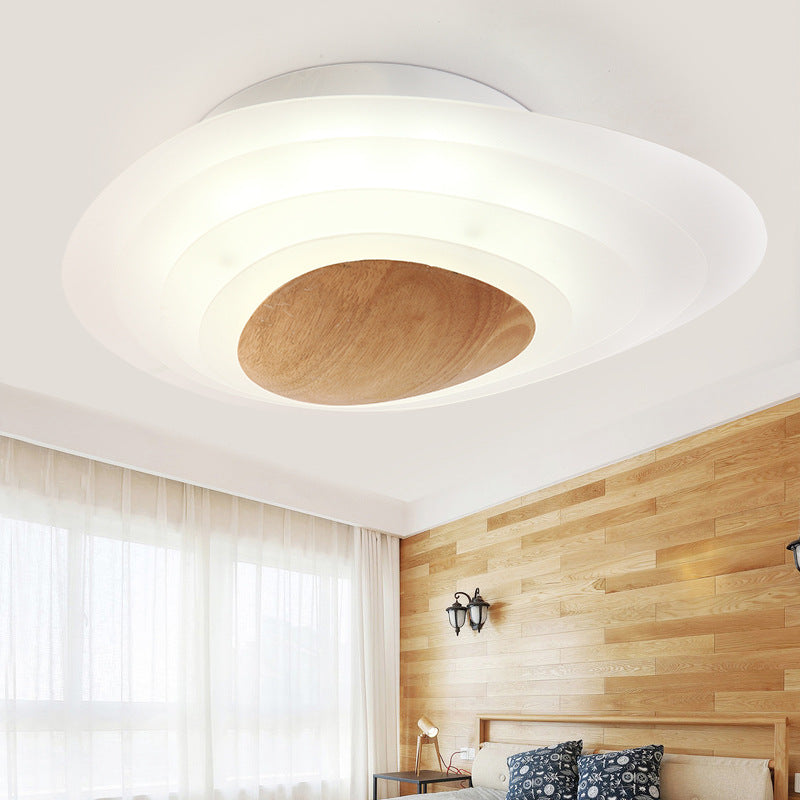 Nordic Planet Flush Mount Acrylic White LED Ceiling Fixture for Bedroom in Warm/White, 18"/23.5" Wide
