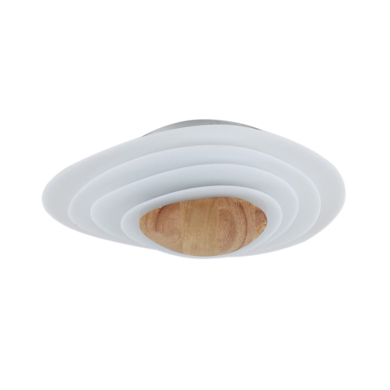 Nordic Planet Flush Mount Acrylic White LED Ceiling Fixture for Bedroom in Warm/White, 18"/23.5" Wide