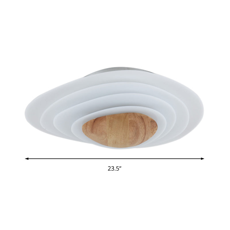 Nordic Planet Flush Mount Acrylic White LED Ceiling Fixture for Bedroom in Warm/White, 18"/23.5" Wide