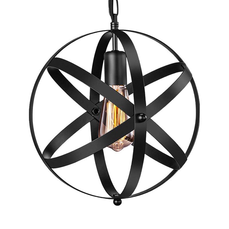 Plafonnier industriel en métal noir avec ou sans boule de cristal