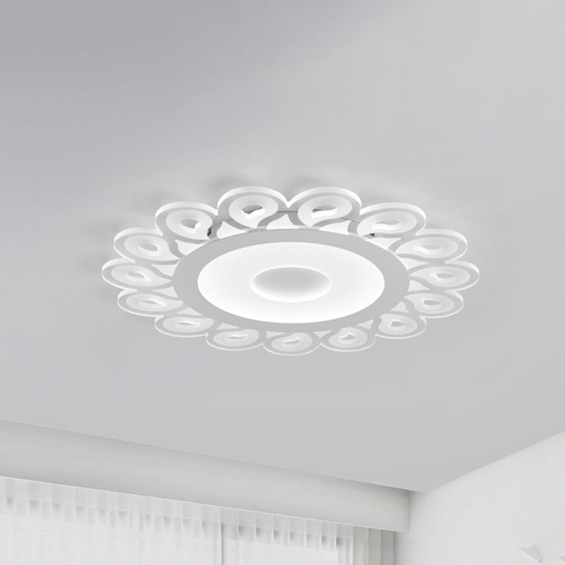 Plafonnier circulaire contemporain en acrylique avec motif en goutte, montage encastré à LED pour salon, blanc, diamètre 16"/19,5"/23,5"