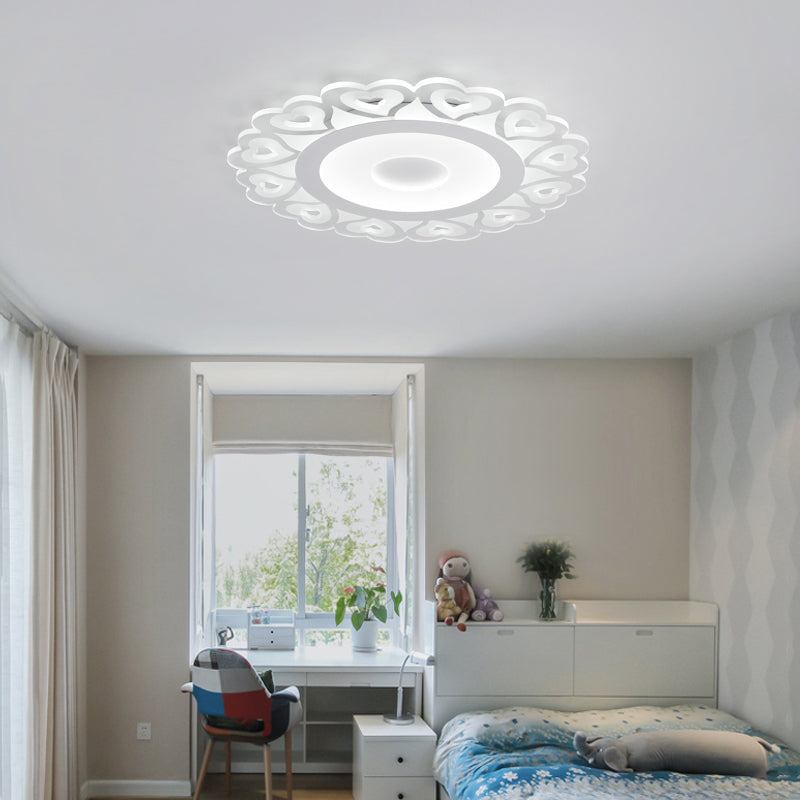 Ultra Thin Heart Pattern LED Ceiling Light - Simple Acrylic Flush Mount, White, 16"/19.5"/23.5" Dia