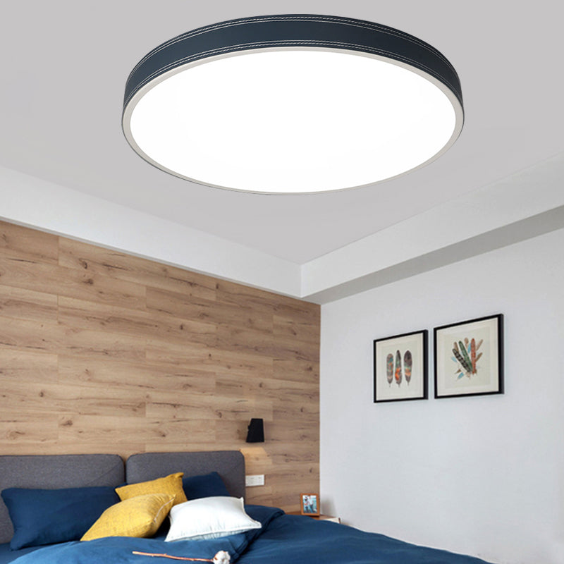 Plafonnier LED Nordic Disk – Plafonnier en cuir rouge/bleu/vert pour chambre à coucher, chaud/blanc, 12"/16"/19,5" de diamètre