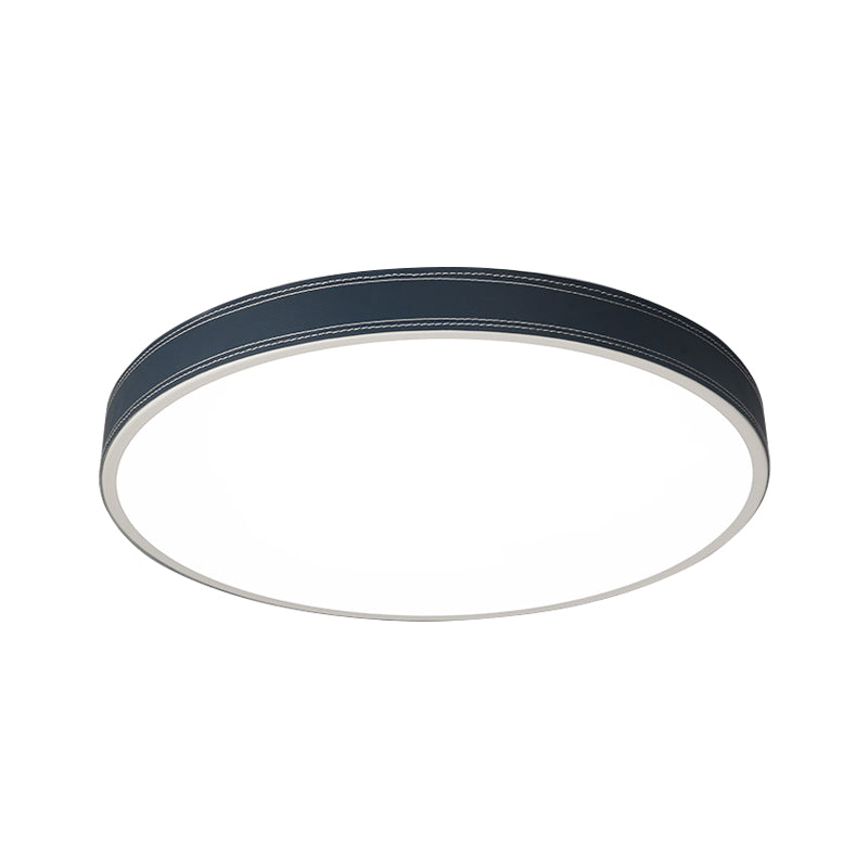 Plafonnier LED Nordic Disk – Plafonnier en cuir rouge/bleu/vert pour chambre à coucher, chaud/blanc, 12"/16"/19,5" de diamètre