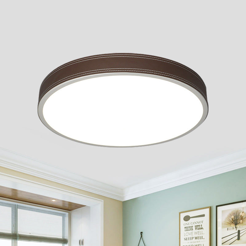 Plafonnier LED Nordic Disk – Plafonnier en cuir rouge/bleu/vert pour chambre à coucher, chaud/blanc, 12"/16"/19,5" de diamètre