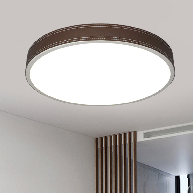 Plafonnier LED Nordic Disk – Plafonnier en cuir rouge/bleu/vert pour chambre à coucher, chaud/blanc, 12"/16"/19,5" de diamètre