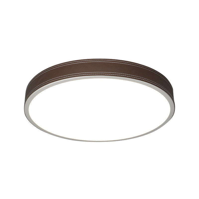 Plafonnier LED Nordic Disk – Plafonnier en cuir rouge/bleu/vert pour chambre à coucher, chaud/blanc, 12"/16"/19,5" de diamètre