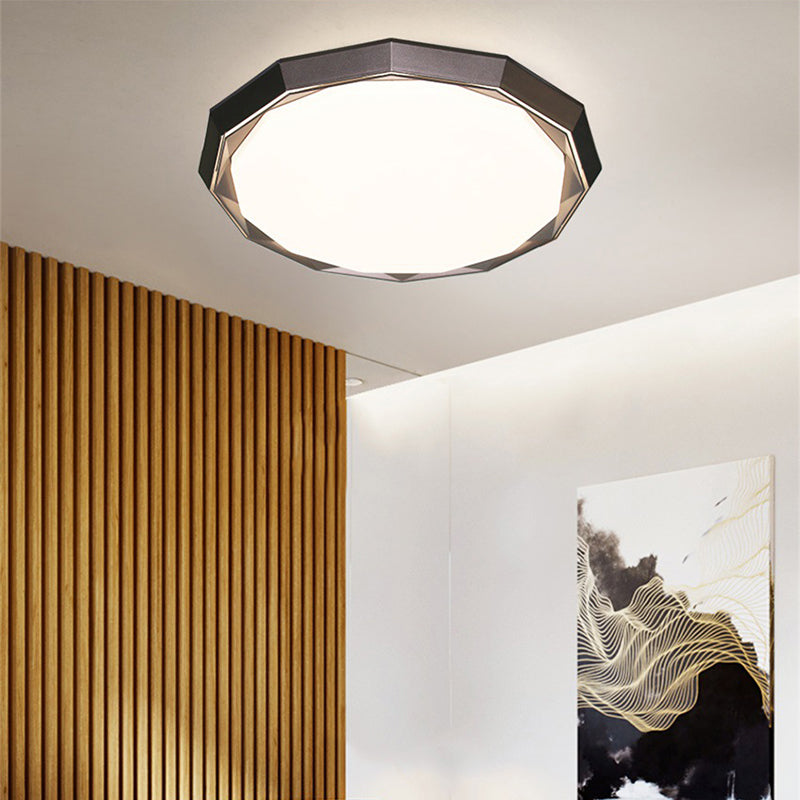 Flush LED Bedroom Ceiling Mount Light with Acrylic Frosted Diffuser - Brown, 16"/19.5" Dia