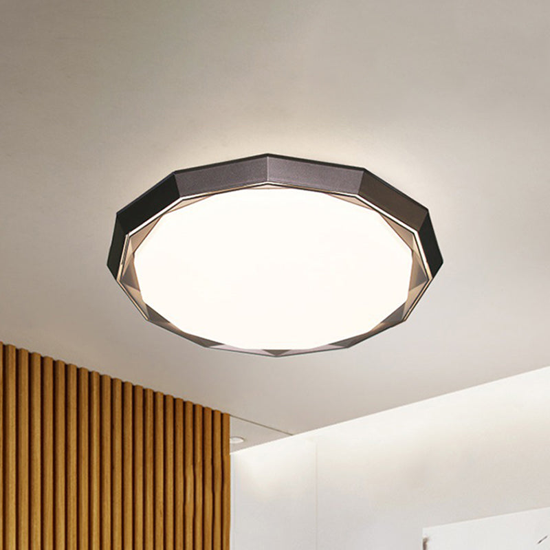 Flush LED Bedroom Ceiling Mount Light with Acrylic Frosted Diffuser - Brown, 16"/19.5" Dia