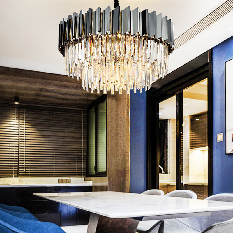 Stylish Vintage Silver Chandelier with Crystal Block for Living Room Décor