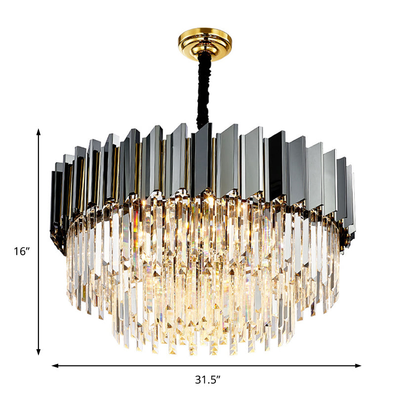 Stylish Vintage Silver Chandelier with Crystal Block for Living Room Décor