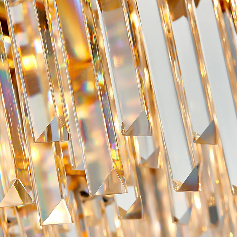 8-Light Stainless Steel Pendant: Modern Brass Round Chandelier with Crystal Prism