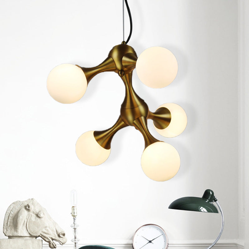 Modern Metal Starburst Chandelier with Glass Globe Shade - Available in 5/9/15 Lights