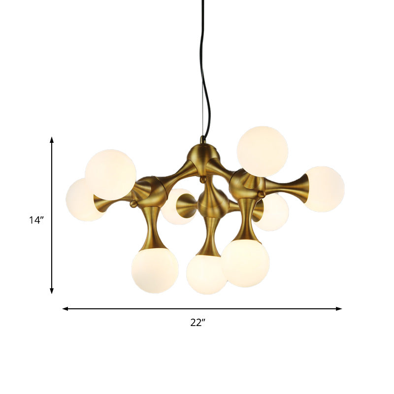Modern Metal Starburst Chandelier with Glass Globe Shade - Available in 5/9/15 Lights