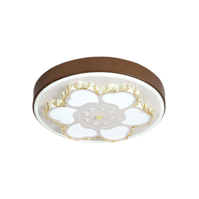 Plafonnier LED en cristal moderne avec motif floral en acrylique blanc et 3 options de lumière de couleur