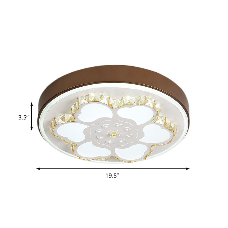 Plafonnier LED en cristal moderne avec motif floral en acrylique blanc et 3 options de lumière de couleur