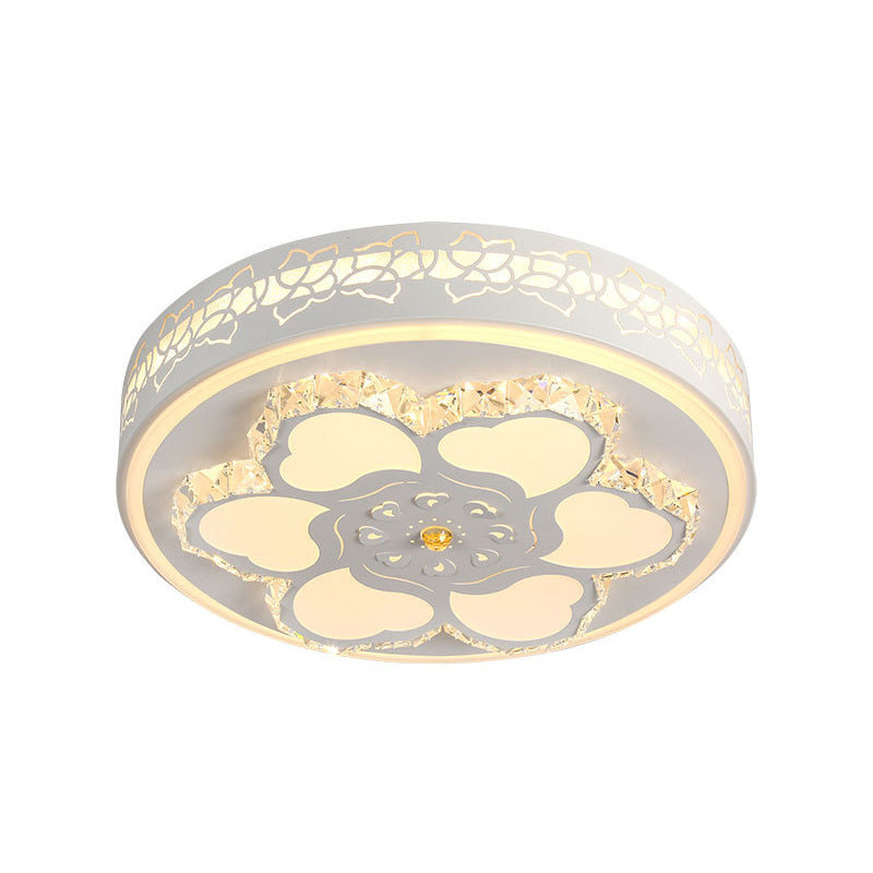 Plafonnier LED en cristal moderne avec motif floral en acrylique blanc et 3 options de lumière de couleur