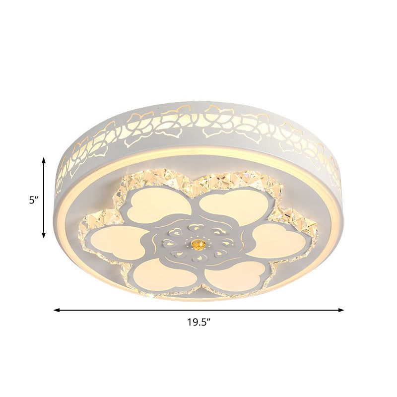 Plafonnier LED en cristal moderne avec motif floral en acrylique blanc et 3 options de lumière de couleur