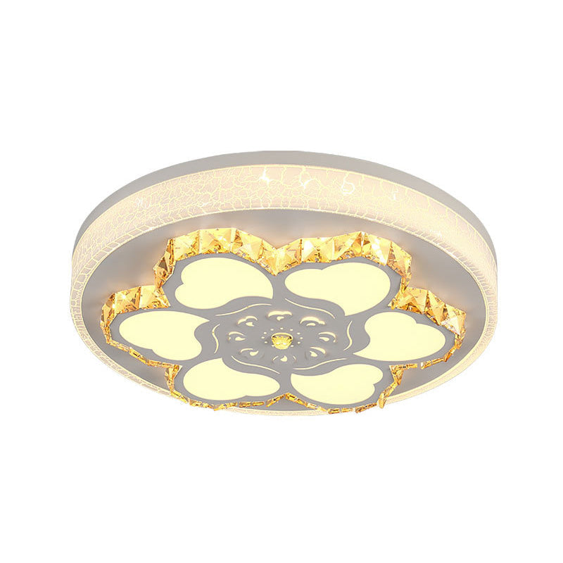 Plafonnier LED en cristal moderne avec motif floral en acrylique blanc et 3 options de lumière de couleur
