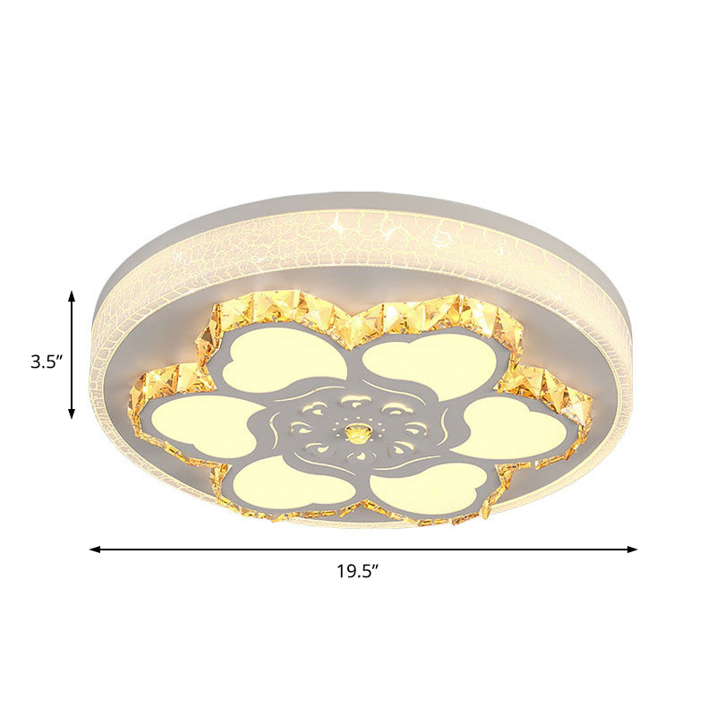 Plafonnier LED en cristal moderne avec motif floral en acrylique blanc et 3 options de lumière de couleur