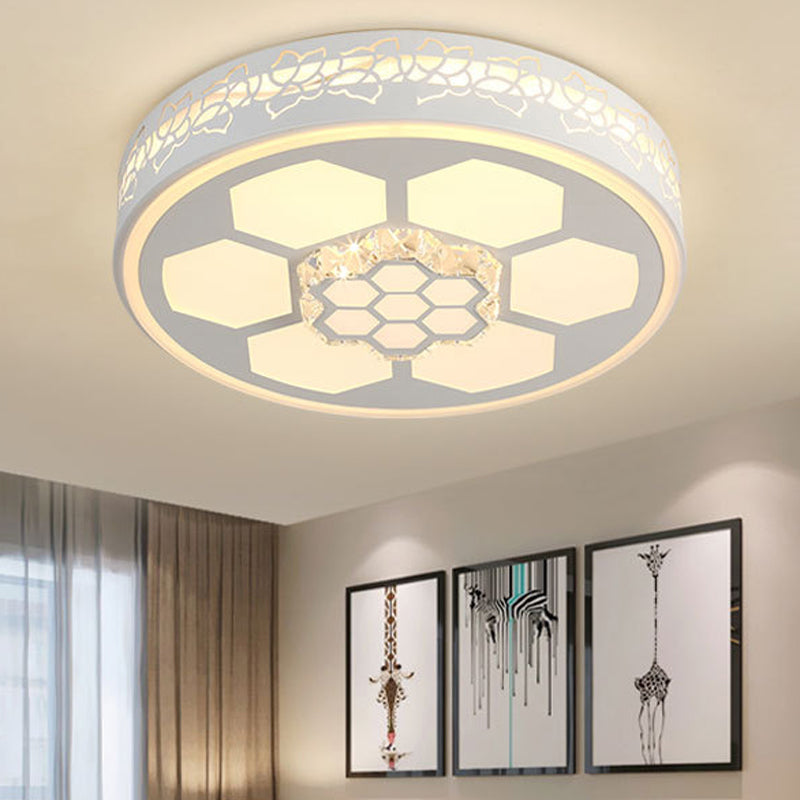 Plafonnier moderne en acrylique blanc avec éclairage LED multicolore et accent en cristal