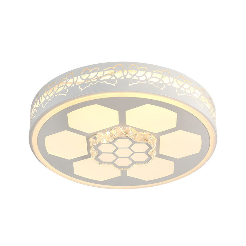Plafonnier moderne en acrylique blanc avec éclairage LED multicolore et accent en cristal