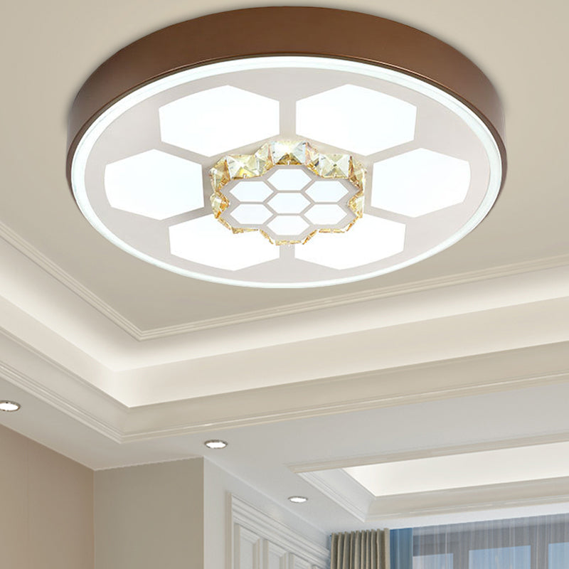 Plafonnier moderne en acrylique blanc avec éclairage LED multicolore et accent en cristal