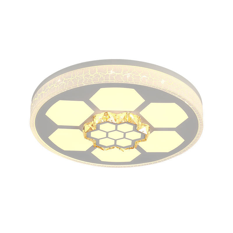Plafonnier moderne en acrylique blanc avec éclairage LED multicolore et accent en cristal