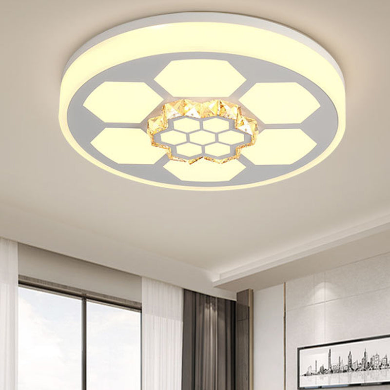 Plafonnier moderne en acrylique blanc avec éclairage LED multicolore et accent en cristal