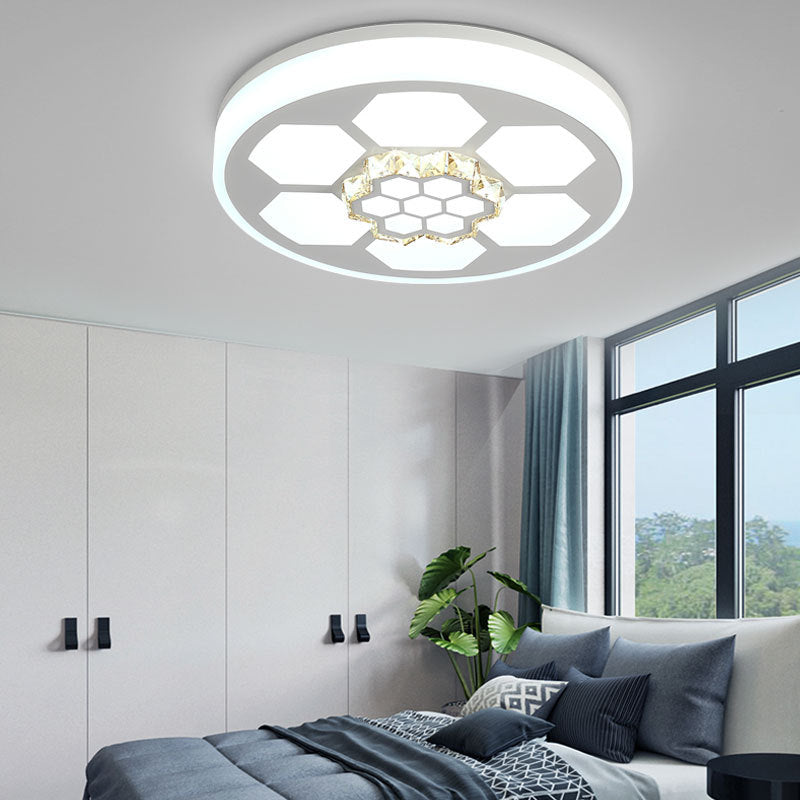 Plafonnier moderne en acrylique blanc avec éclairage LED multicolore et accent en cristal