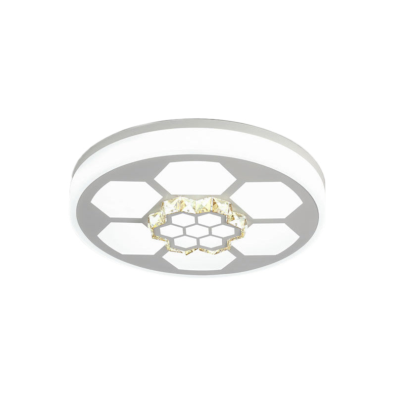 Plafonnier moderne en acrylique blanc avec éclairage LED multicolore et accent en cristal