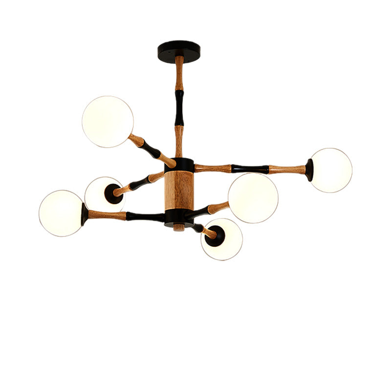 Contemporary Wooden Sputnik Chandelier - 6/8/12 Lights Hanging Pendant Lamp For Bedroom