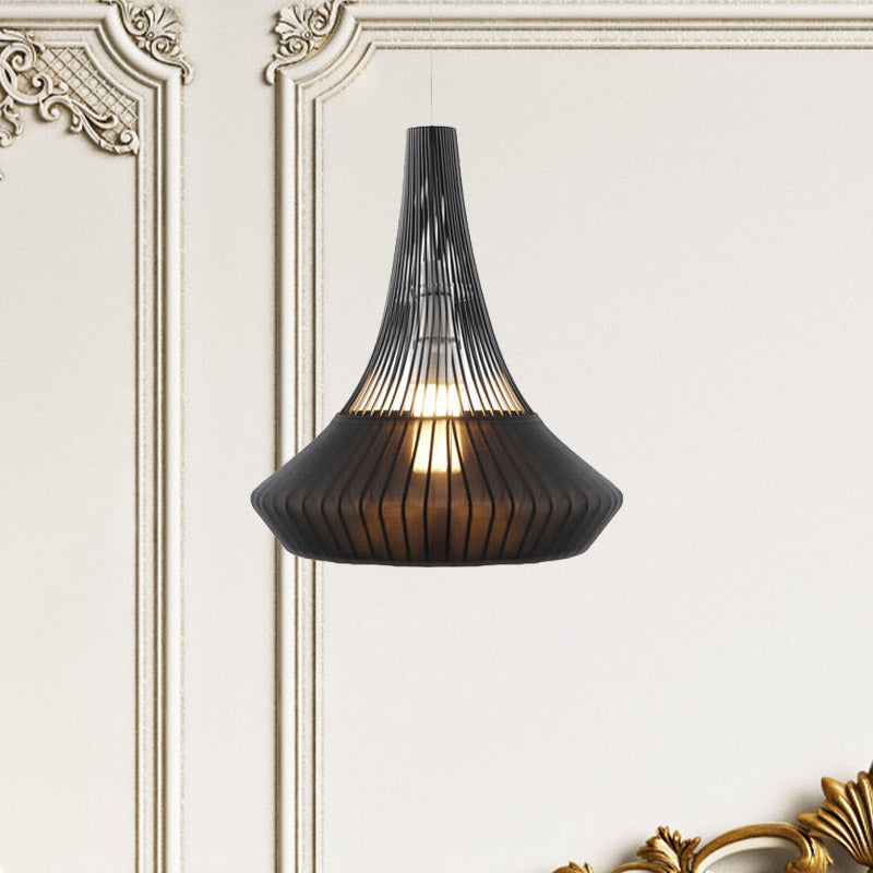 Modern Cone Shade Pendant Light - Fabric 1 Black/Pink/Blue Living Room Hanging