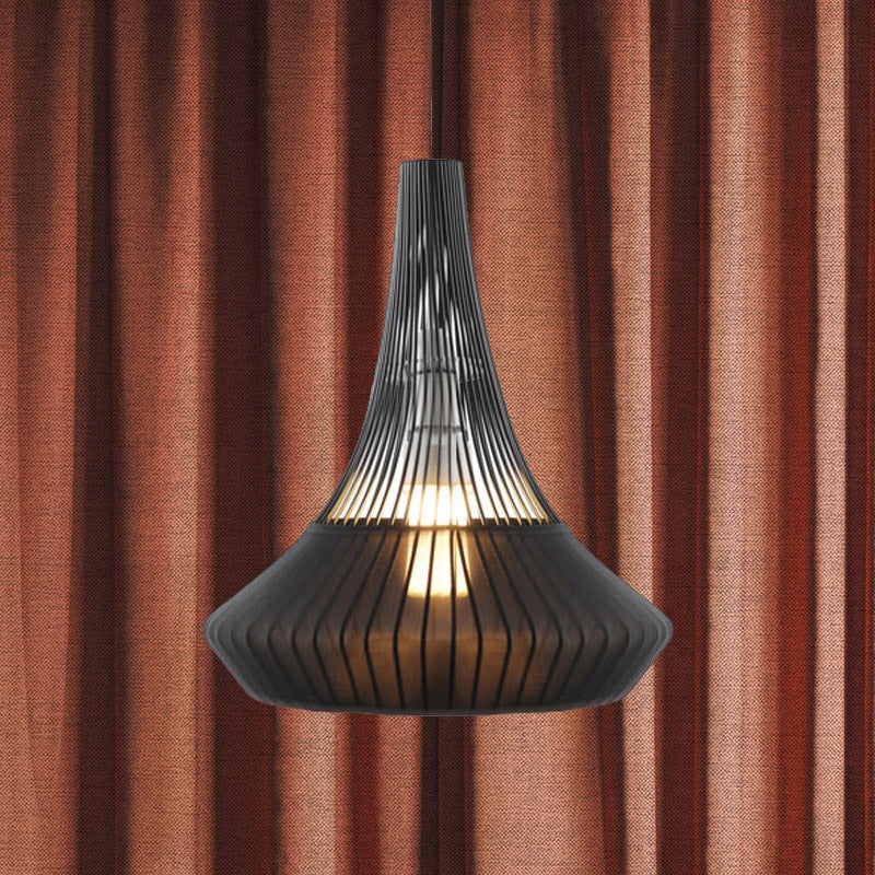 Modern Cone Shade Pendant Light - Black/Pink/Blue Fabric Hangs Beautifully in Living Room