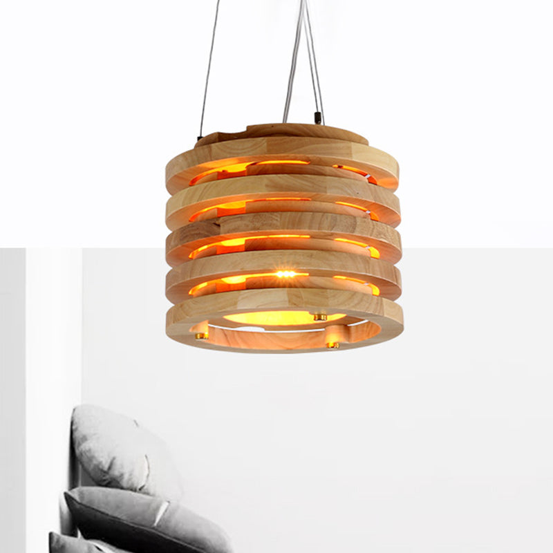 Suspension moderne en bois naturel de 10"/16" de large pour salon