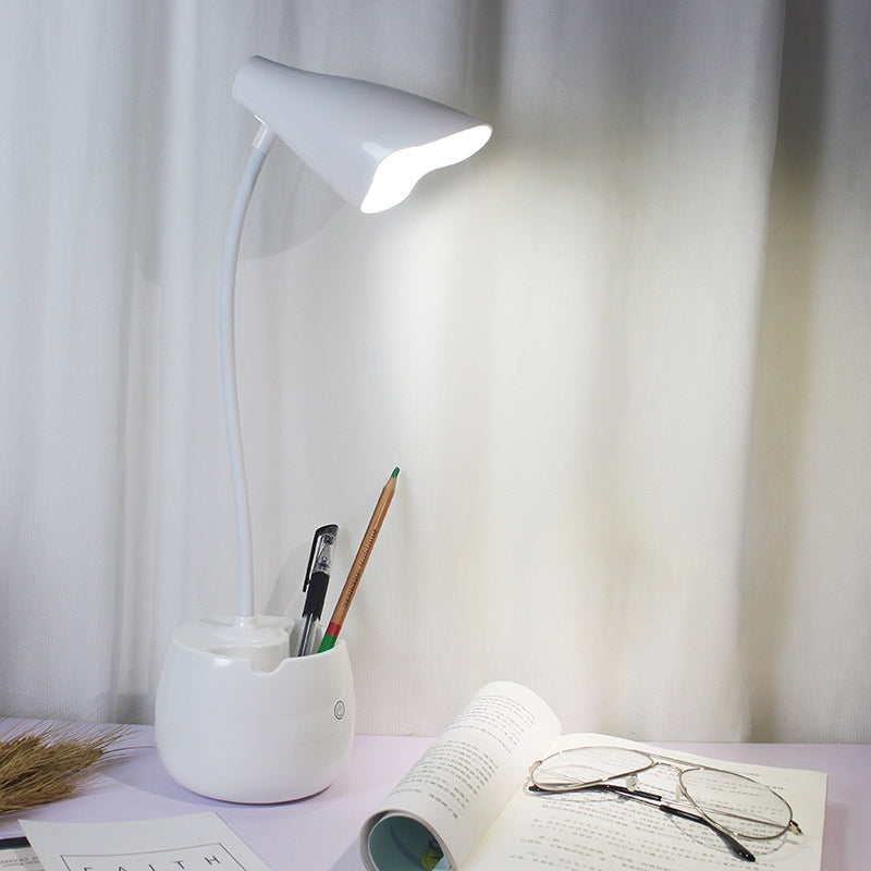 Flexible Gooseneck Led Desk Light With Pen Holder In Blue/Pink/White/Yellow Usb Charging Eye-Caring
