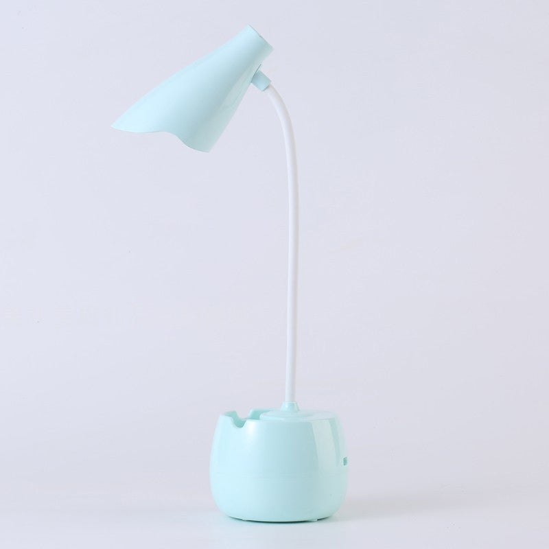 Flexible Gooseneck Led Desk Light With Pen Holder In Blue/Pink/White/Yellow Usb Charging Eye-Caring