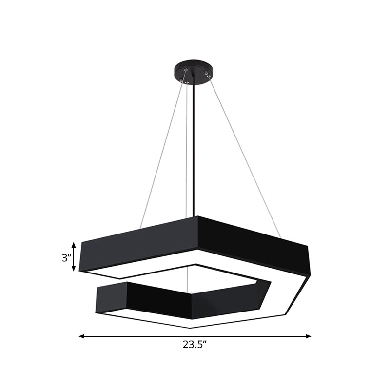 Modern Geometric LED Pendant Lamp for Office - Black Metal, Various Sizes