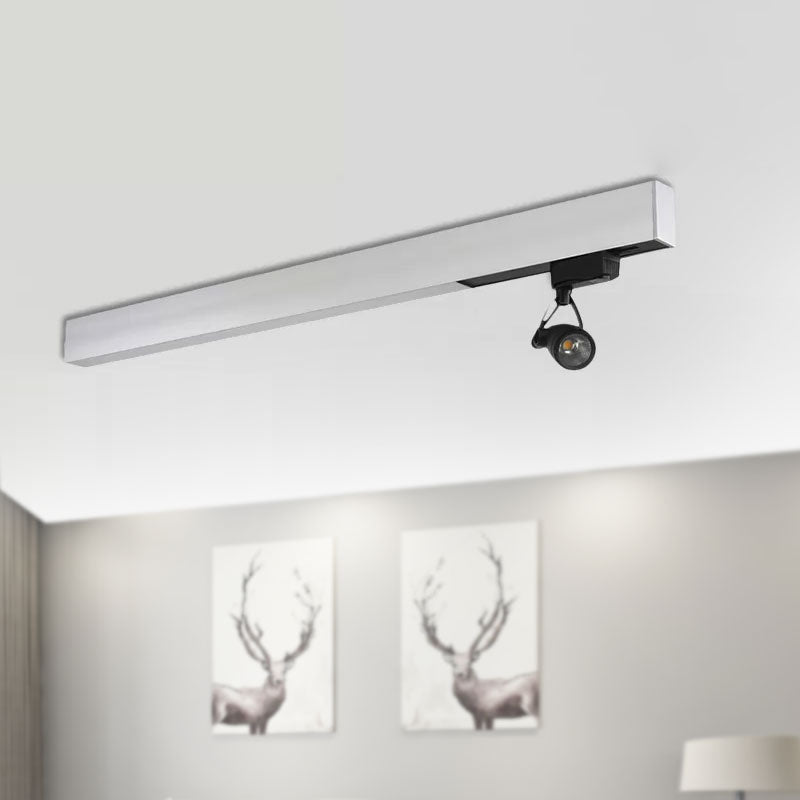 Minimalist Metal Pendant Light - White Rectangular Design 1 For Office Spot Lighting With Swivel