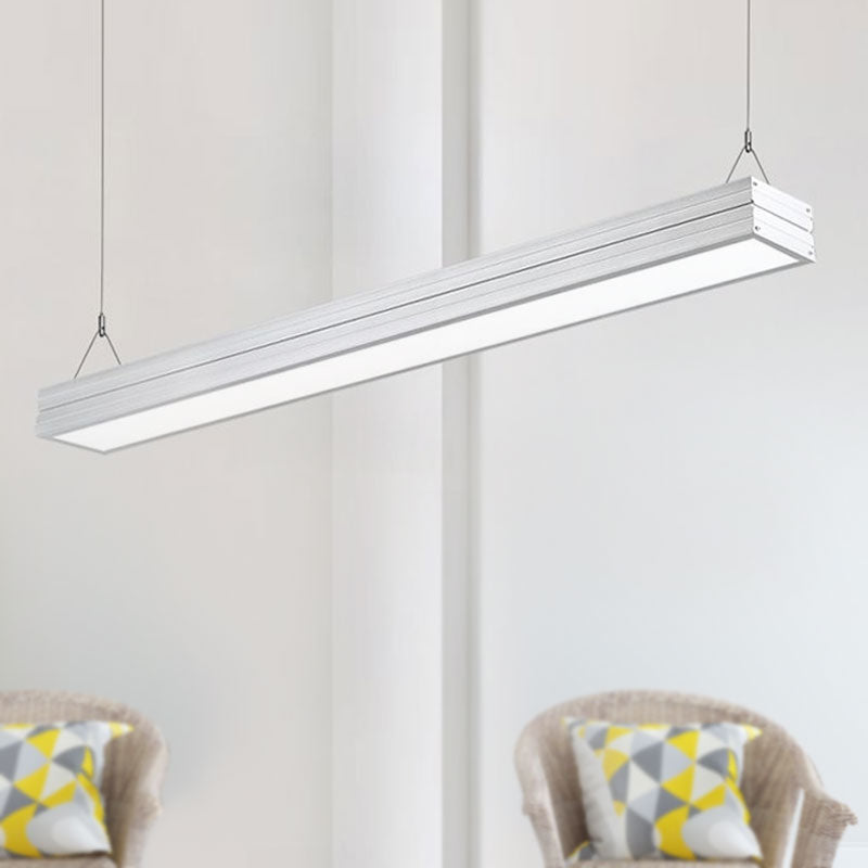 Contemporary Metal Led Pendant Ceiling Light - White/Silver/Black Ridged Case With Suspension Lamp