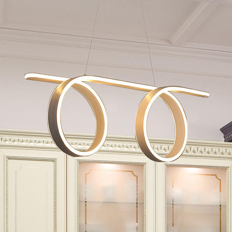 Modern LED Pendant Light with 1/2-Ring Acrylic Design - Ideal White Ceiling Lamp for Dining Room Table