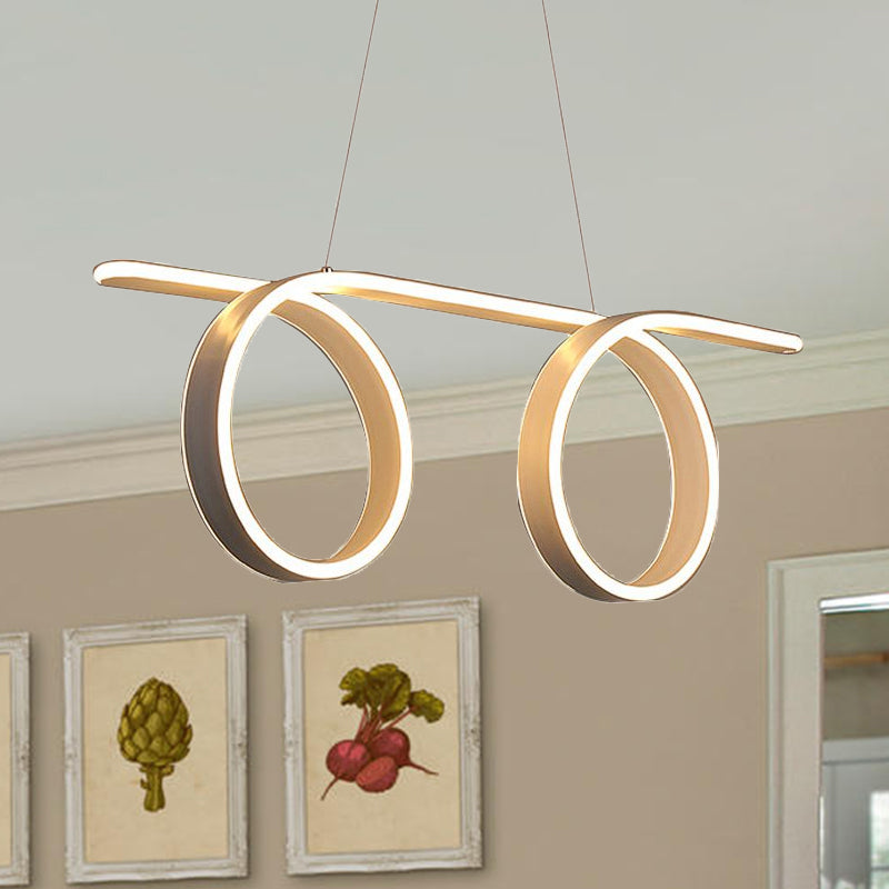 Modern LED Pendant Light with 1/2-Ring Acrylic Design - Ideal White Ceiling Lamp for Dining Room Table