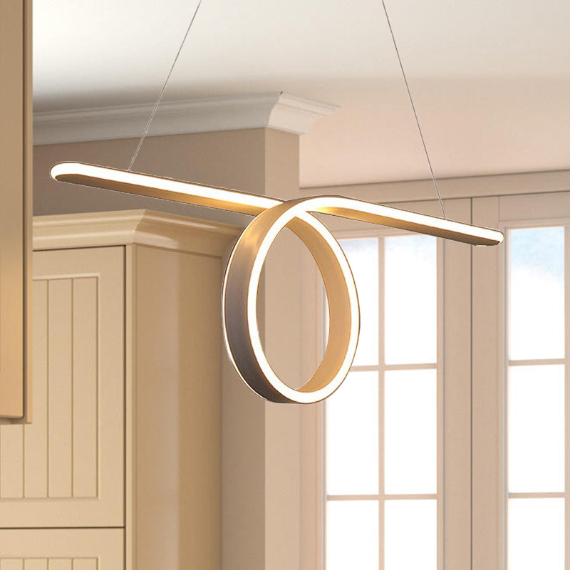 Modern LED Pendant Light with 1/2-Ring Acrylic Design - Ideal White Ceiling Lamp for Dining Room Table