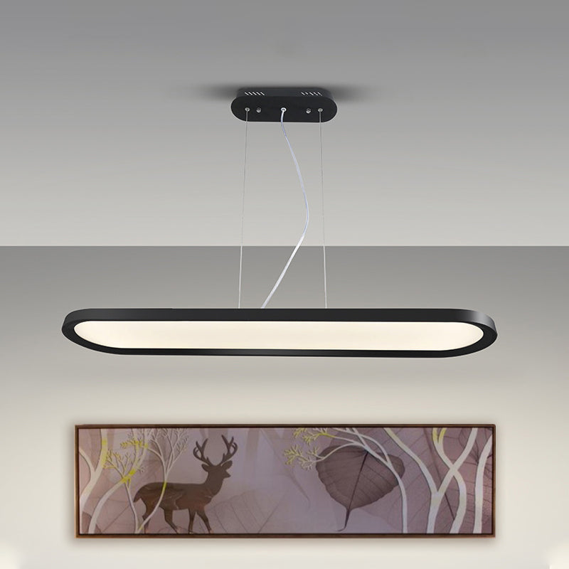 Plafonnier LED ovale en acrylique de 23,5"/35,5"/47" de large, gradation continue, chaud/blanc, télécommande (blanc/noir/marron)
