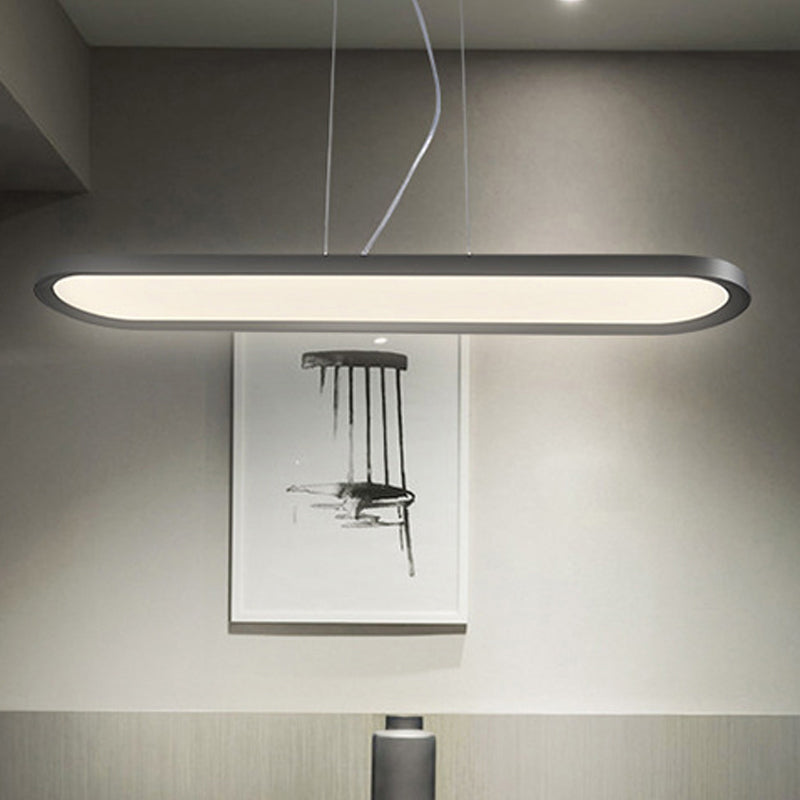 Plafonnier LED ovale en acrylique de 23,5"/35,5"/47" de large, gradation continue, chaud/blanc, télécommande (blanc/noir/marron)
