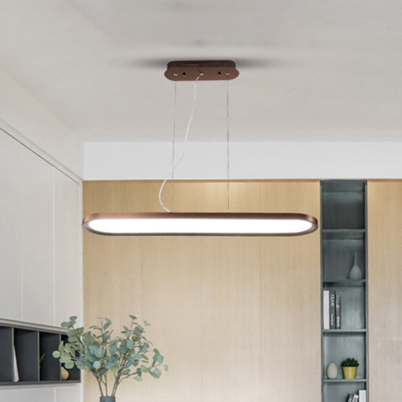 Plafonnier LED ovale en acrylique de 23,5"/35,5"/47" de large, gradation continue, chaud/blanc, télécommande (blanc/noir/marron)