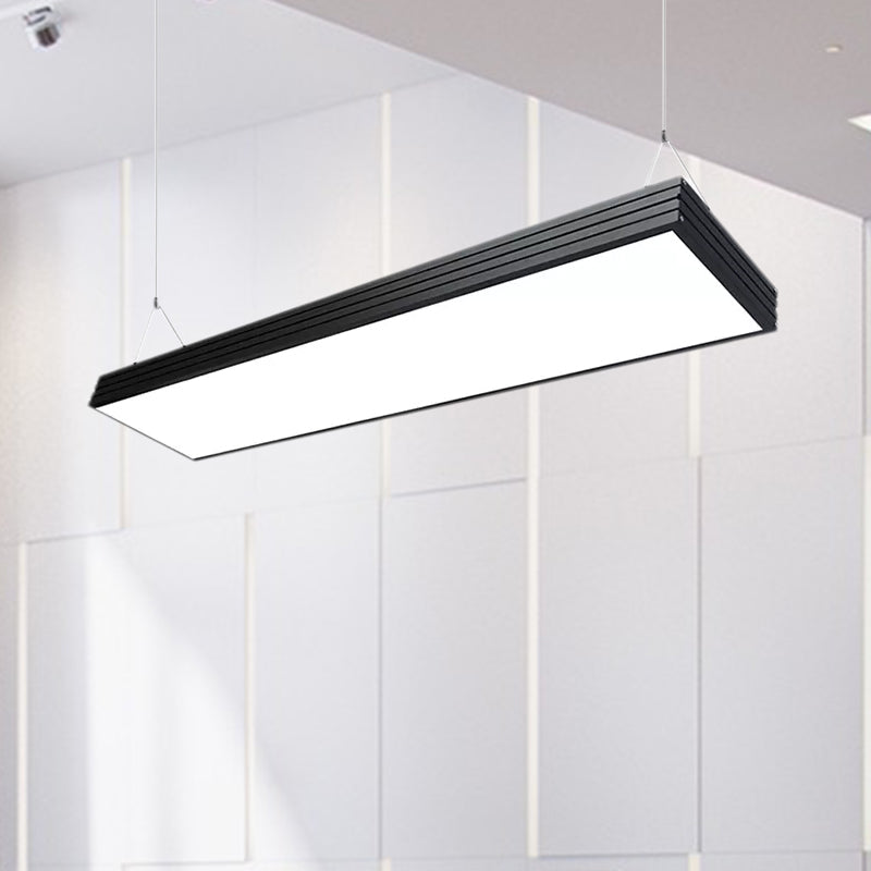 Ridged Metal Shade LED Office Pendant Lamp – Simplicity Silver/Black Ceiling Light Fixture for Dining Room – 8"/12" Wide