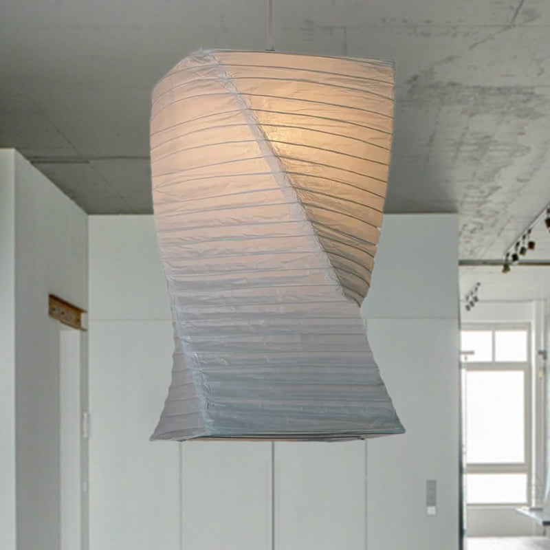 Retro Fabric Lantern Ceiling Pendant Light - 1 Light White Hanging Lamp Kit, 8.5"/10.5"/11.5" Wide