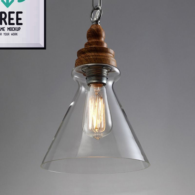 Clear Glass Pendant Lighting Kit - Modernist 1-Light Brown Ceiling Lamp For Restaurants