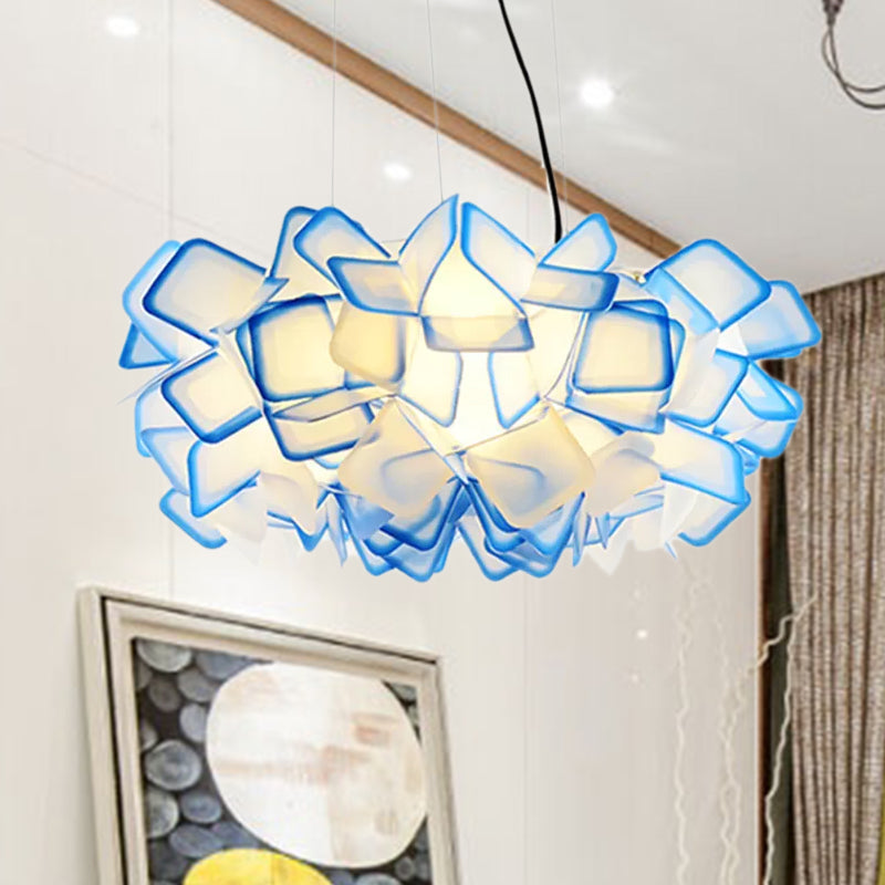 Contemporary Brown/Blue/Purple Blossom Drop Pendant Ceiling Lamp - 21/27.5 Wide 1-Light Acrylic